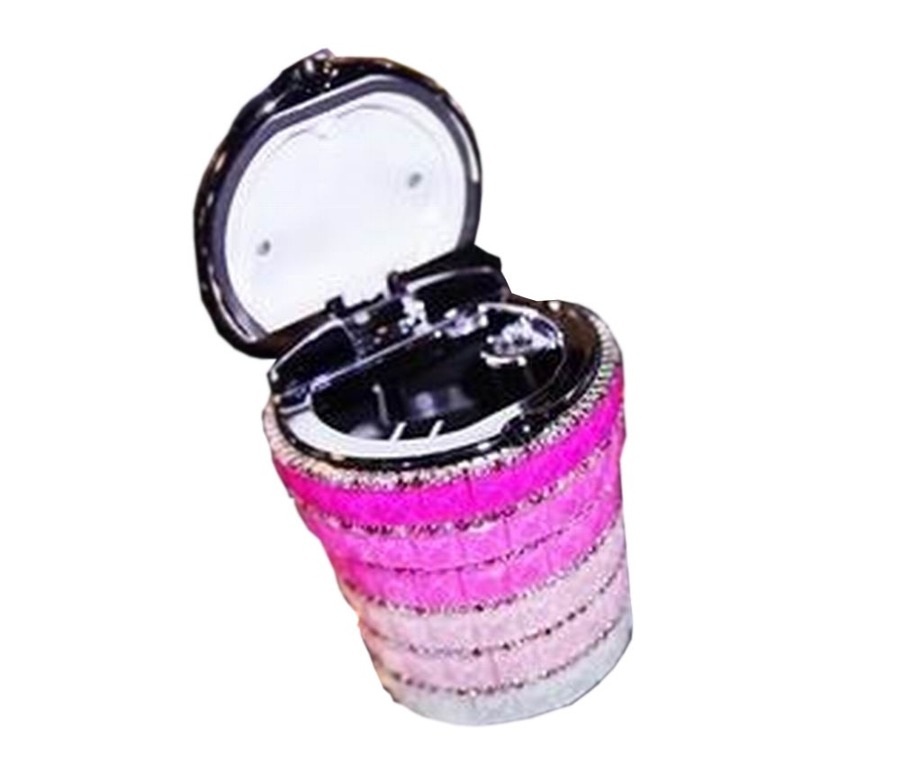 Creative Sparkling Portable Automotive Ashtray With Lid [Gradient Rose Red]