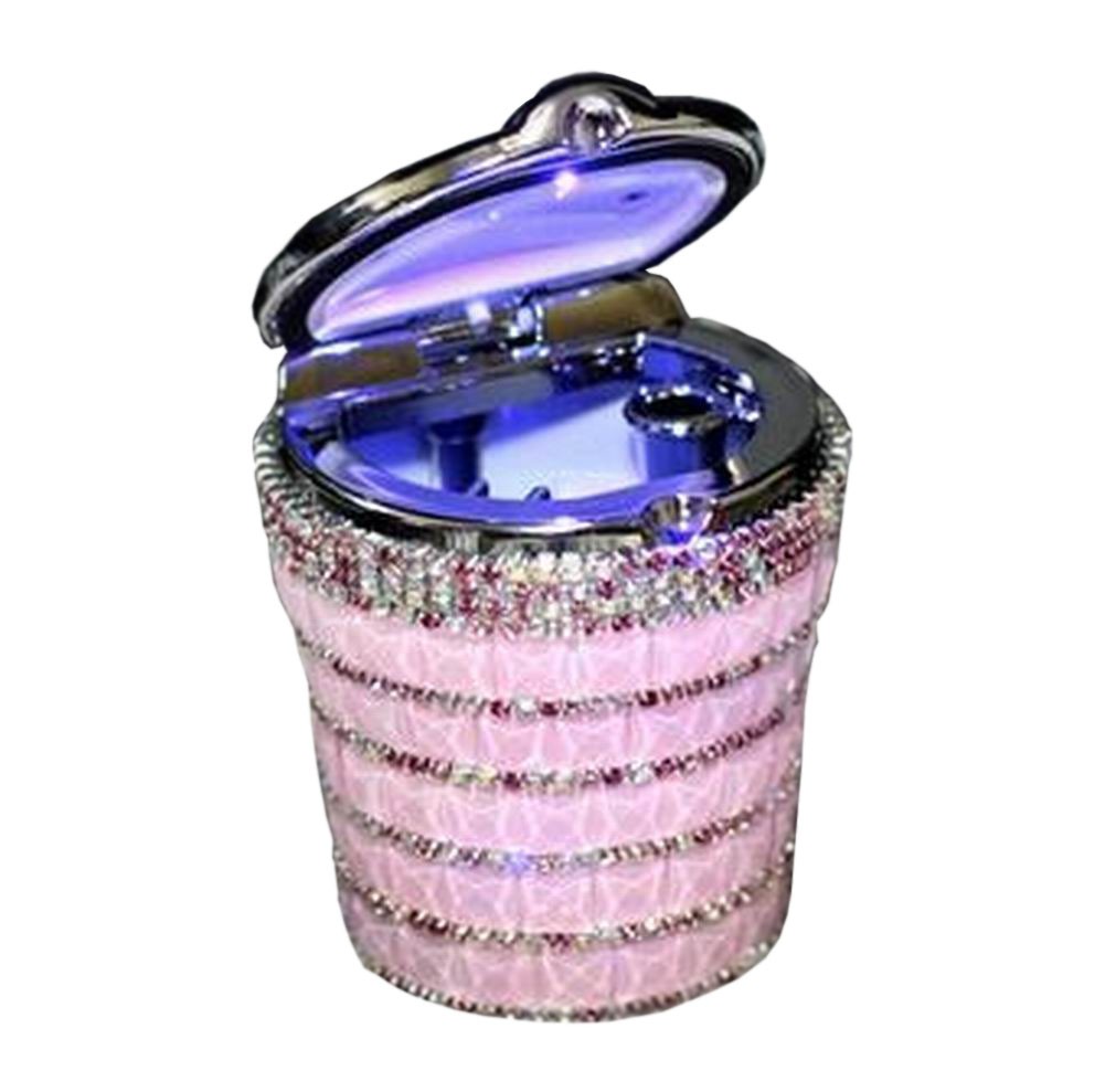 Creative Sparkling Portable Automotive Ashtray With Lid [Pink]