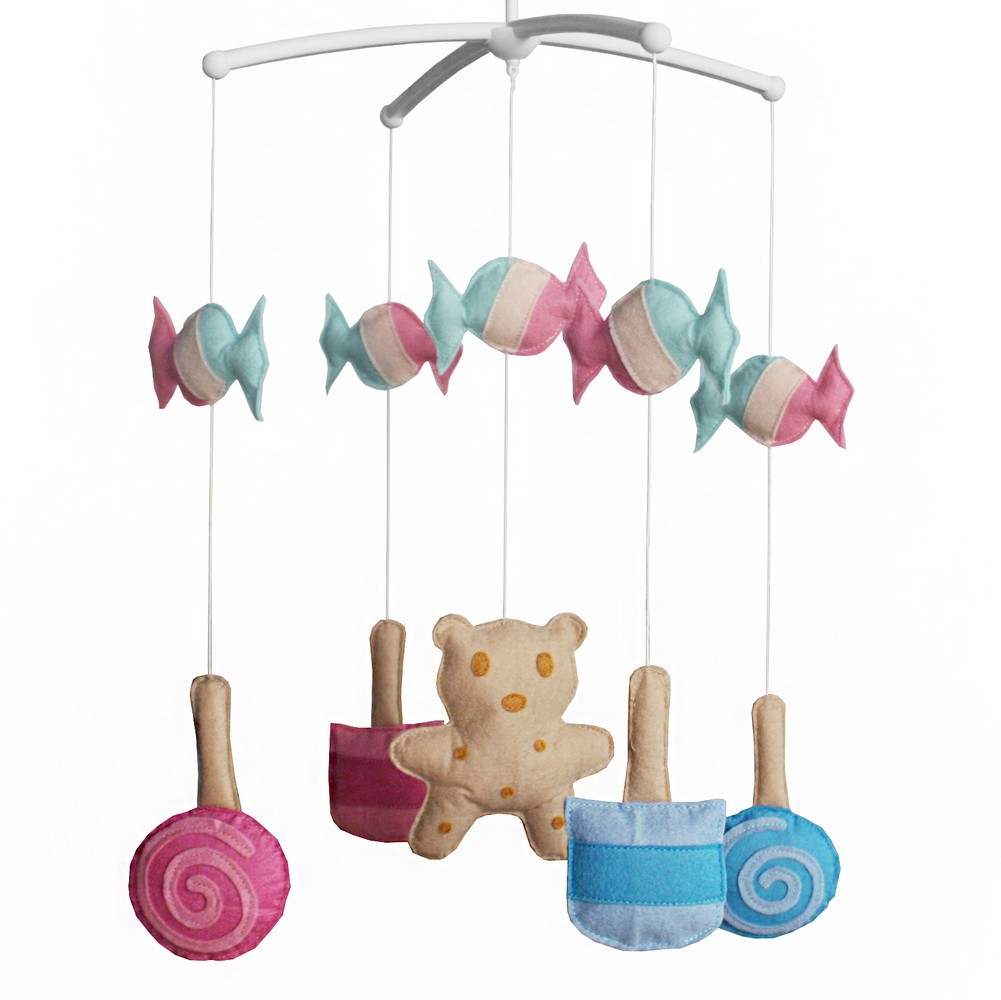 [Lollipop and Biscuit] Crib Musical Hanging Rotate Bell Ring Mobile Toy