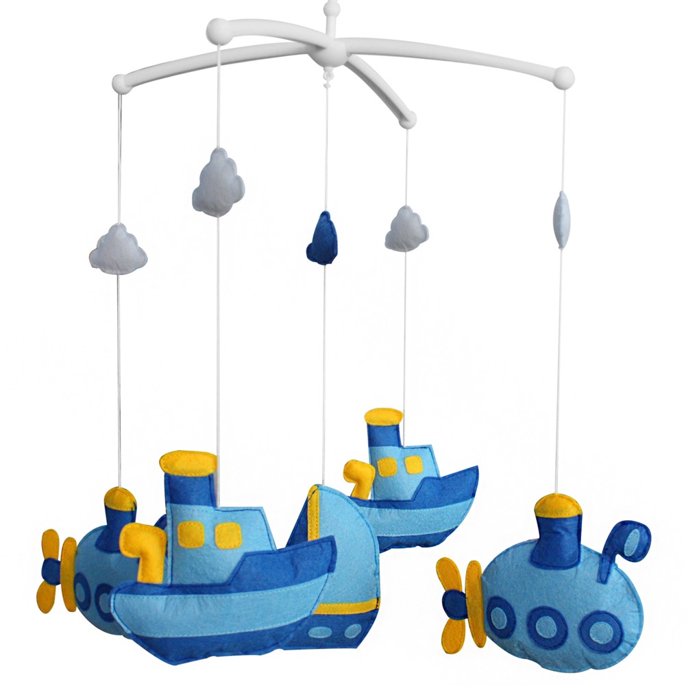 Cute Crib Mobile Infant Bed Hanging Bell Crib Musical Toy Boat