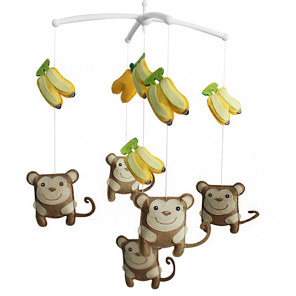 Cute Crib Mobile Crib Hanging Bell Musical Toy for Infant Bed Monkey
