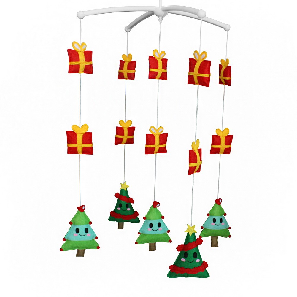 Handmade Cute Crib Hanging Rotating Bell Christmas Tree Musical Mobile