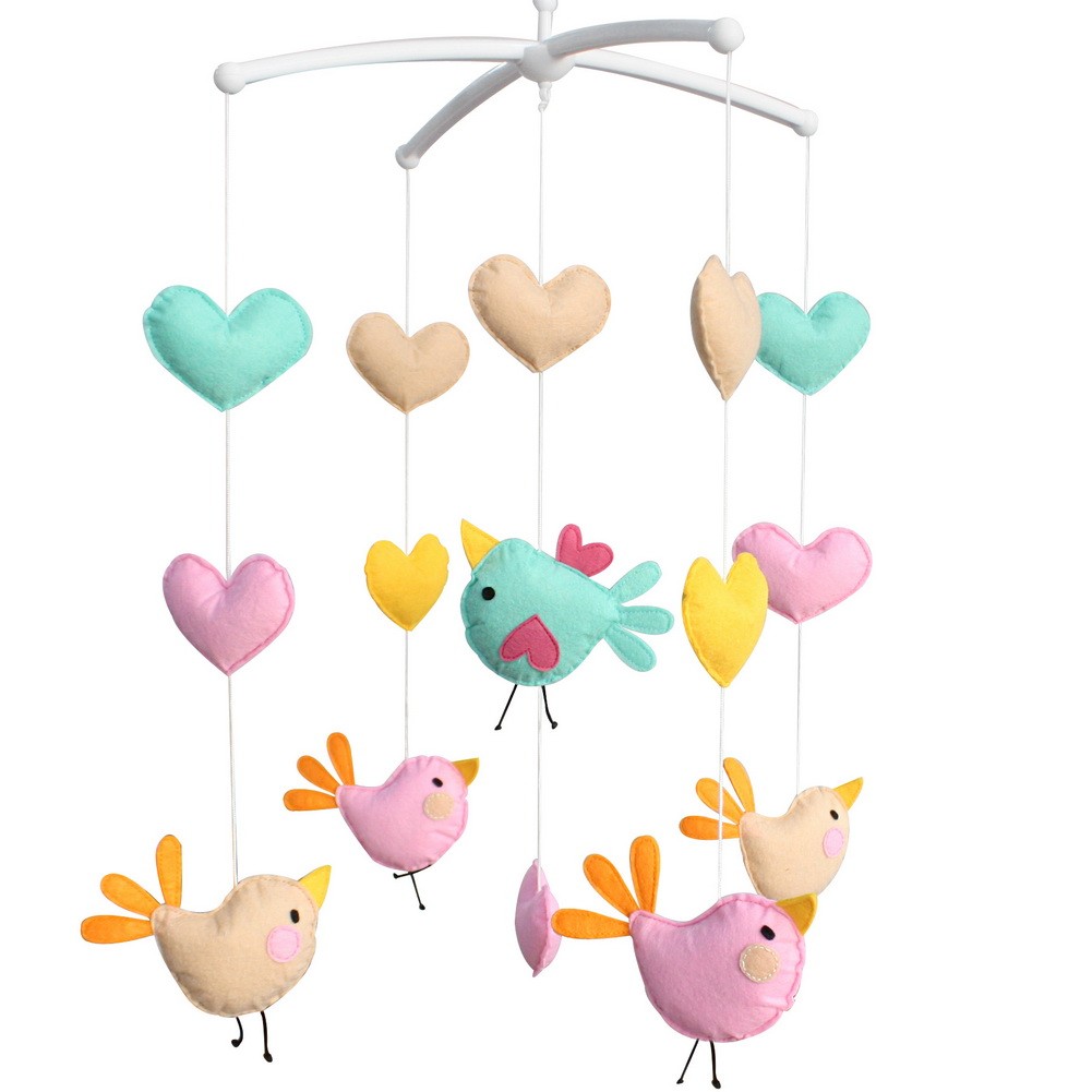 Nursery Crib Decor Musical Mobile [Birds] Exquisite Handmade Toys
