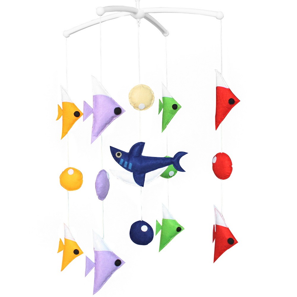 Crib Musical Hanging Rotate Bell Ring Rattle Mobile Toy [Shark]