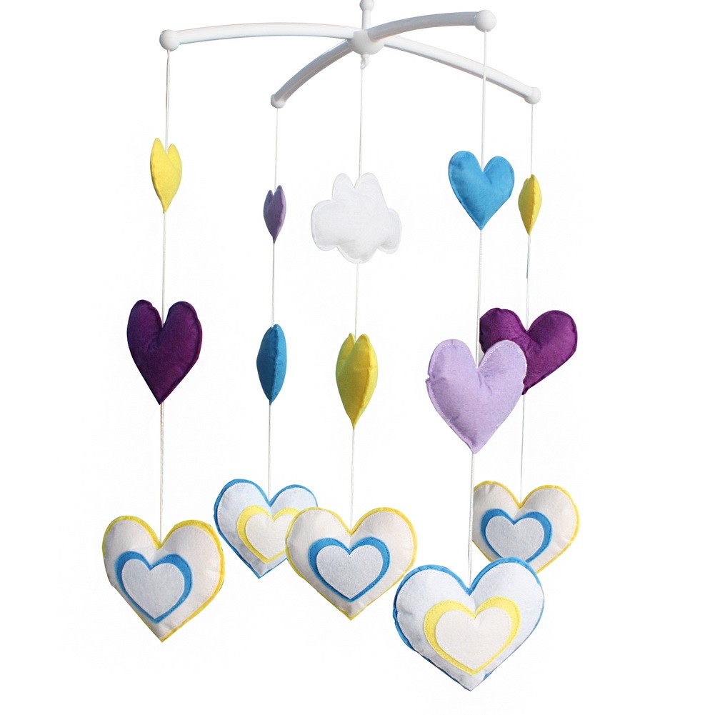 [Colorful Hearts] Nice Gift for Baby, Baby Crib Musical Mobile Music Box