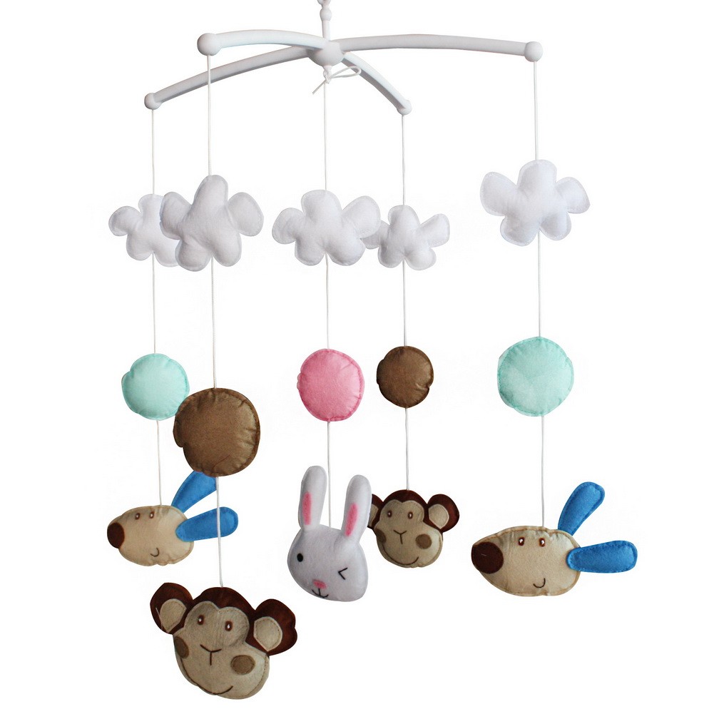 Handmade Animal Series Toys for Baby, Musical Baby Crib Mobile