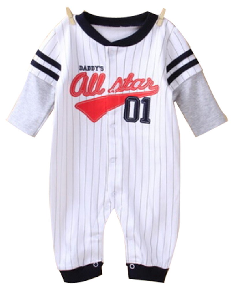 Baby Suit Baby Clothing Long-Sleeved Cotton Baby Crawl Sports Clothing White