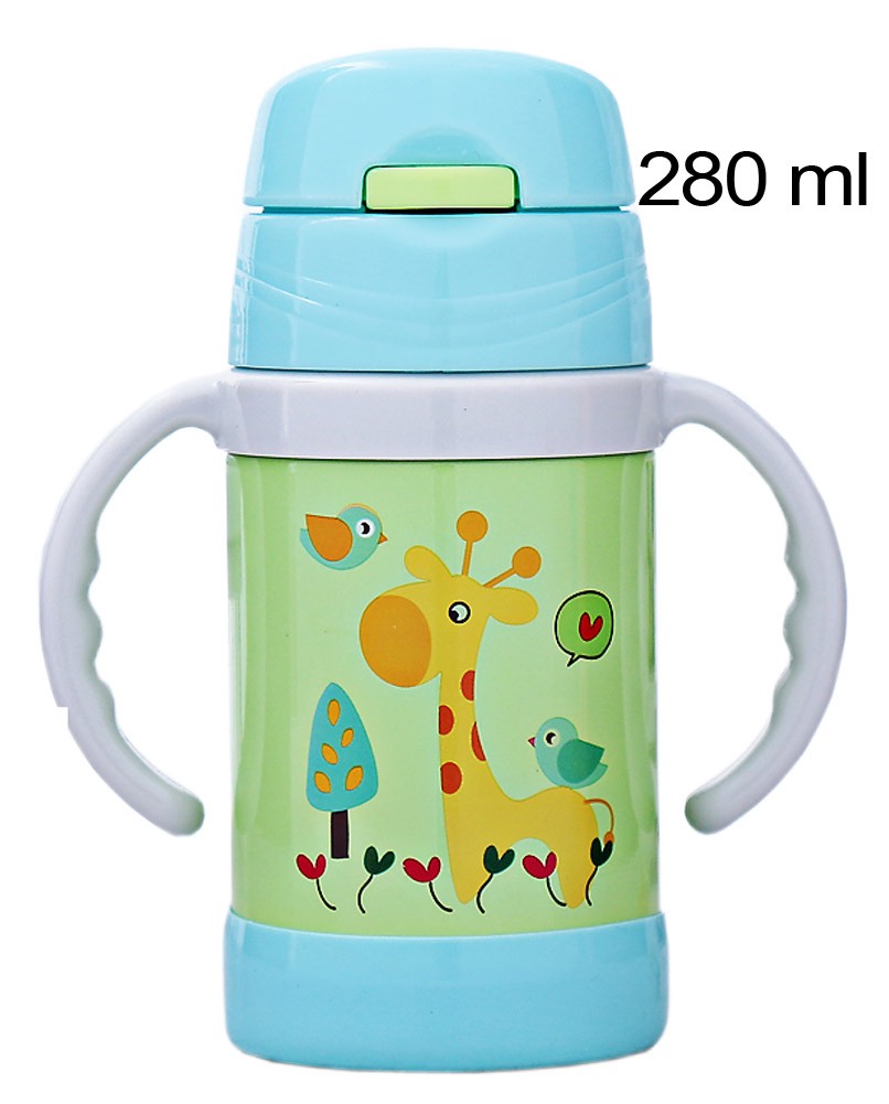Green Giraff Vacuum Insulated Stainless Steel Sippy Cup with Handle, 9 oz