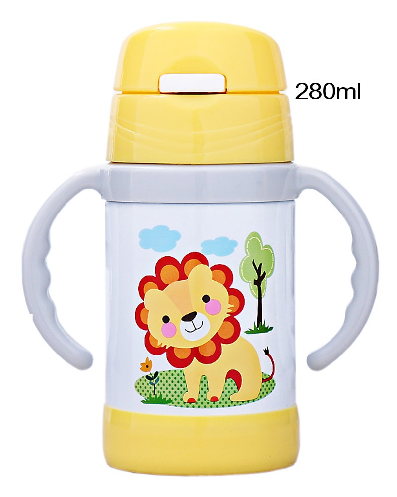 Little Lion Vacuum Insulated Stainless Steel Sippy Cup with Handle, 9 oz