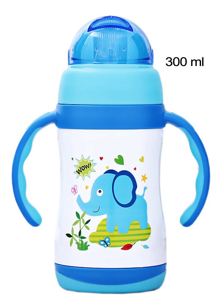 Lovely Cartoon Vacuum Insulated Stainless Steel Sippy Cup with Handle, 10 oz