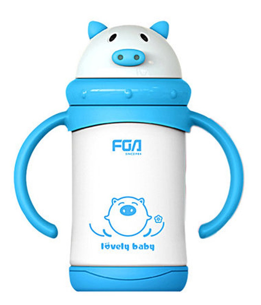 Lovely Pig Vacuum Insulated Stainless Steel Sippy Cup with Handle, 9 oz, Blue