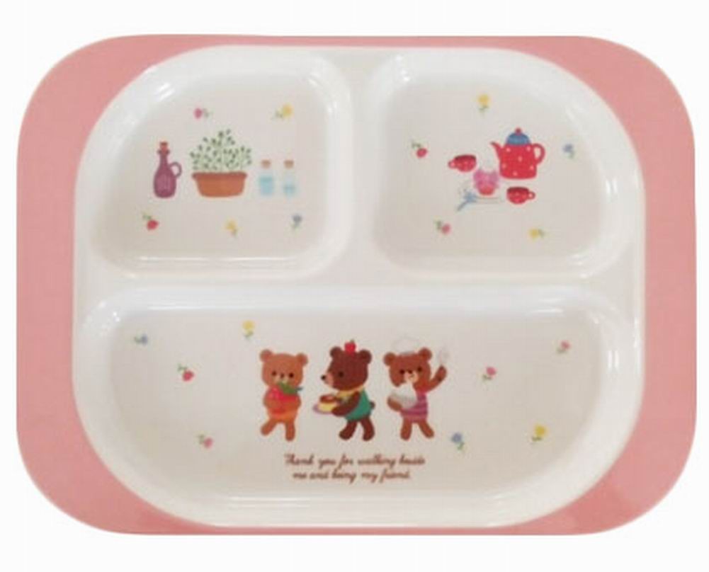 Practical Baby Eating Plates Children's Tableware Cute Points Tray, Pink