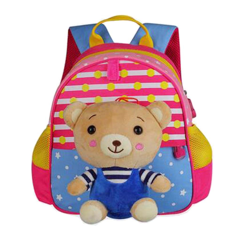 Cute Animals Shape Childrens Backpack For School Hiking Camping Bear Pink