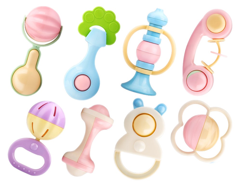 8PCS Educational Toy Cute Soft Baby Teether Toy Infant Gum Massager Gift Set