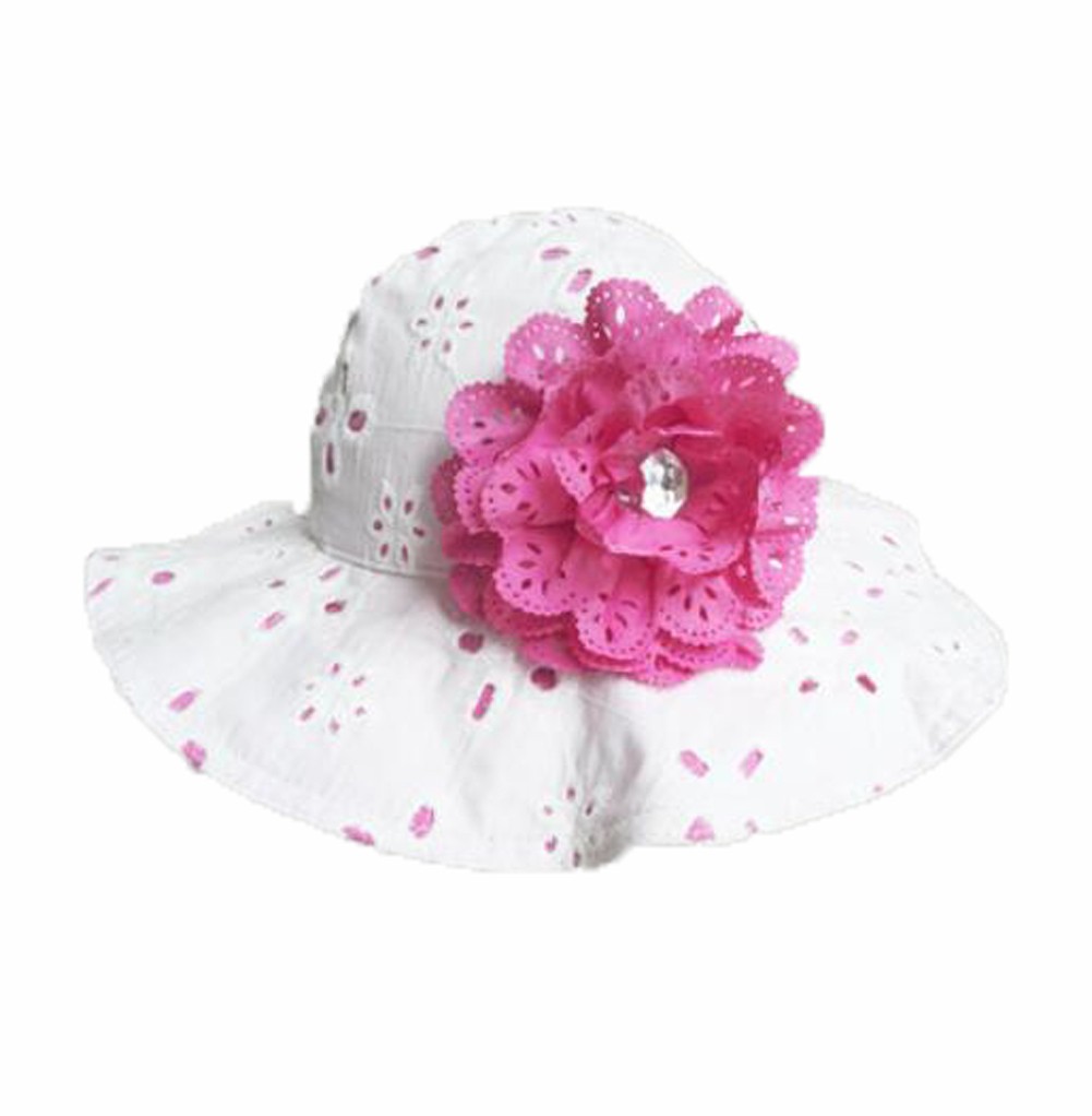Summer Baby Girl Caps Cotton Sun Hat For 4-5 Years Baby White