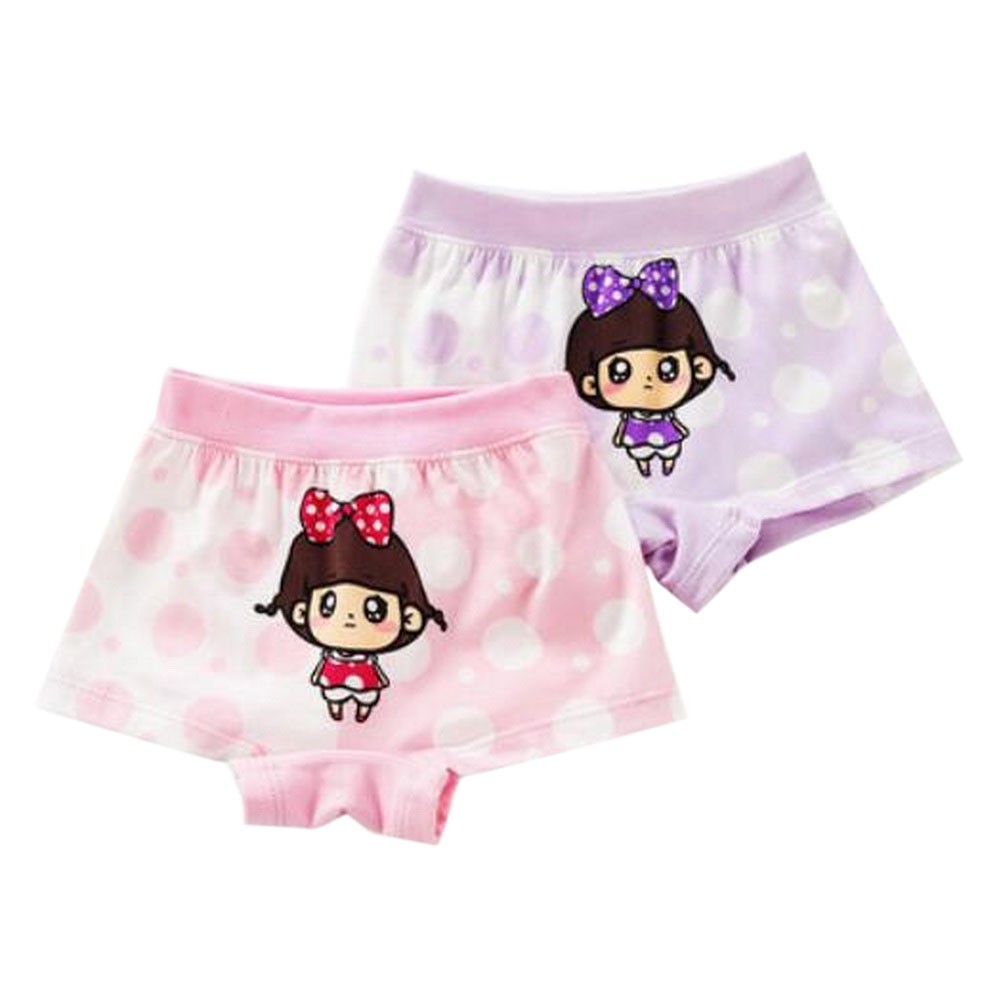 Set of 2, Kids Lovely Cartoon Underwear Girls' Comfortable Panties