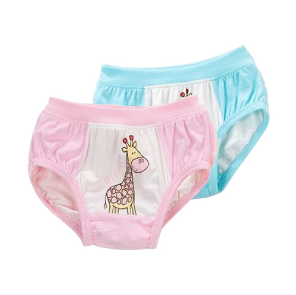 Set of 2, Cartoon Giraffe Underwear Girls' Comfortable Panties