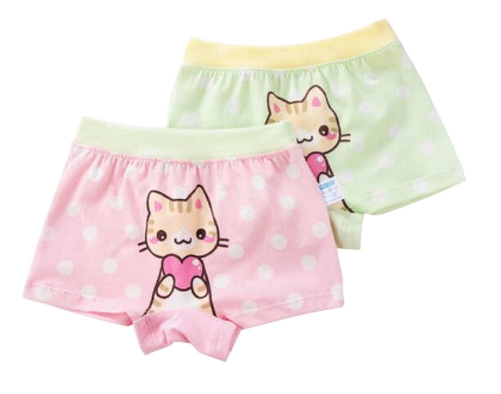 Little Girls Soft Cotton Panties 2PCS Cartoon Cat Underwears