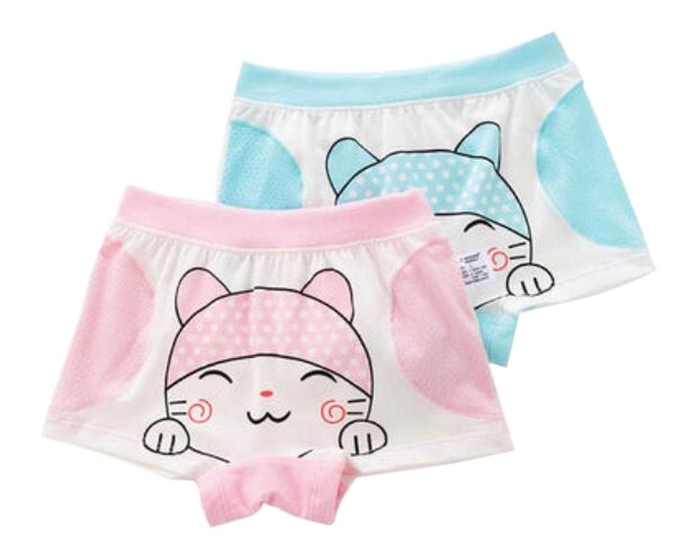 Little Girls Soft Cotton Panties Cute Cat Underwears, Set of 2