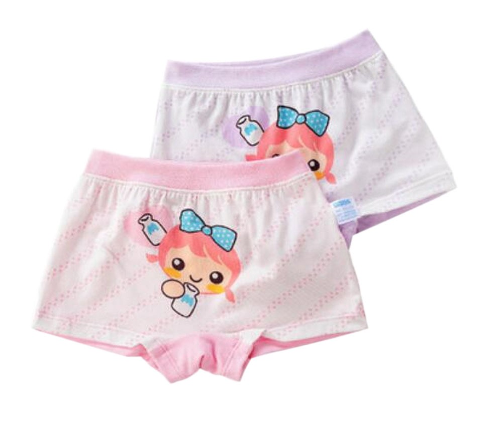 2PCS, Girls Comfortable Panties Kids Fashion Underwear[Bow and Girl]
