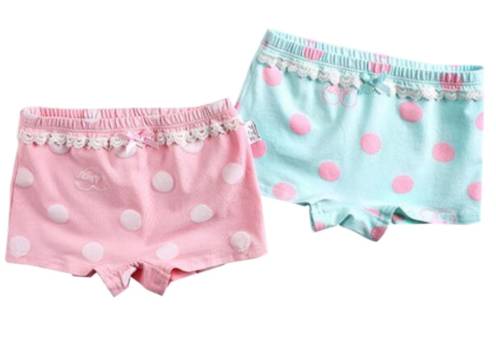 2PCS, Girls Comfortable Cotton Panties Lace Underwears