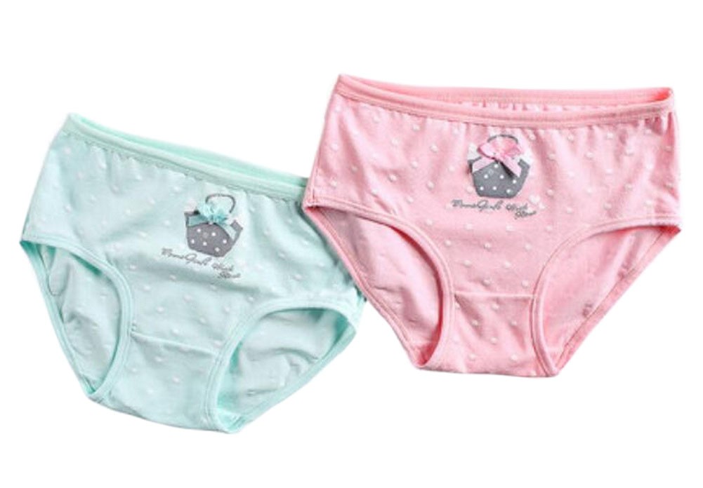 1-2Y Little Girls Briefs Soft Cotton Panties Comfortable Underwears, 2PCS