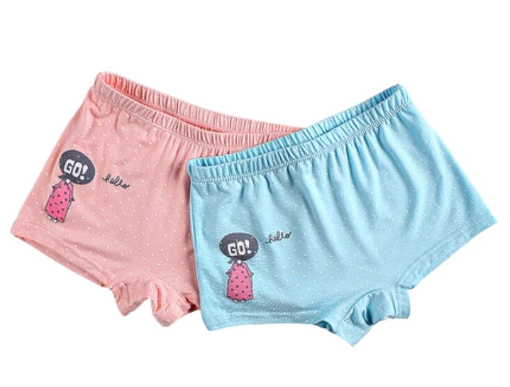 Girls Soft Cotton Briefs Comfortable Ruffled Panties, 2 PCS