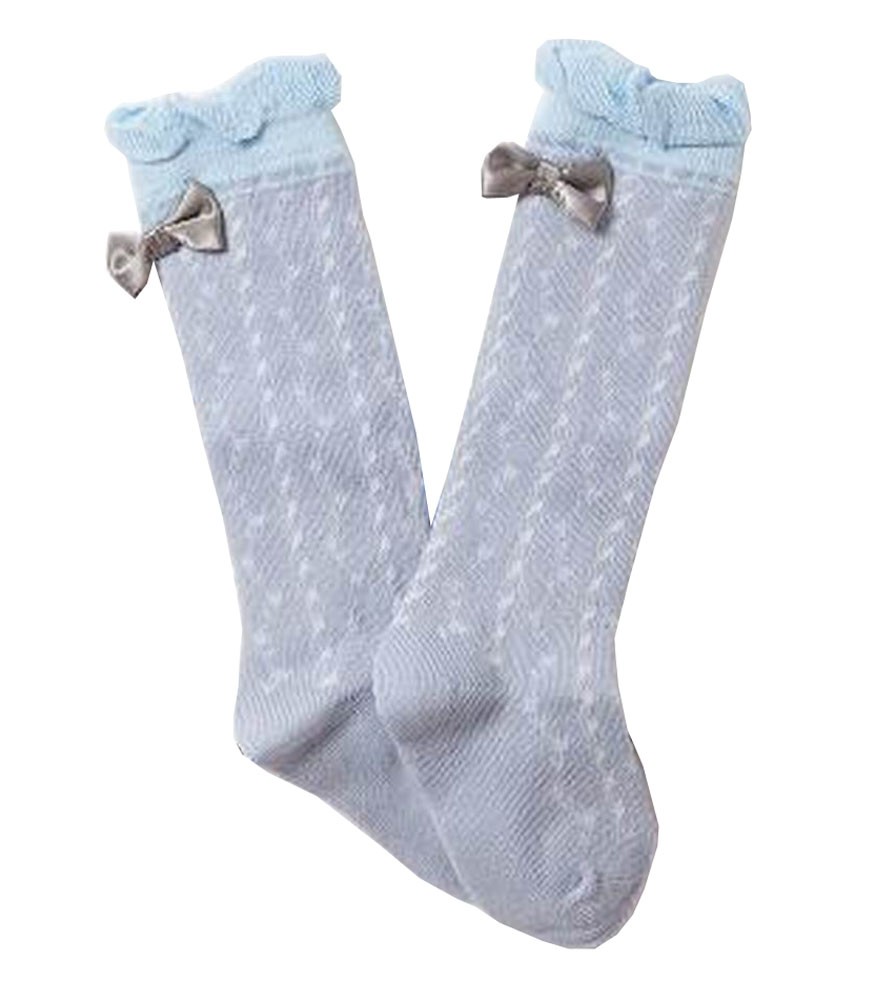 Lovely Baby Knee High Stockings Tube Socks for Children Bow Gray