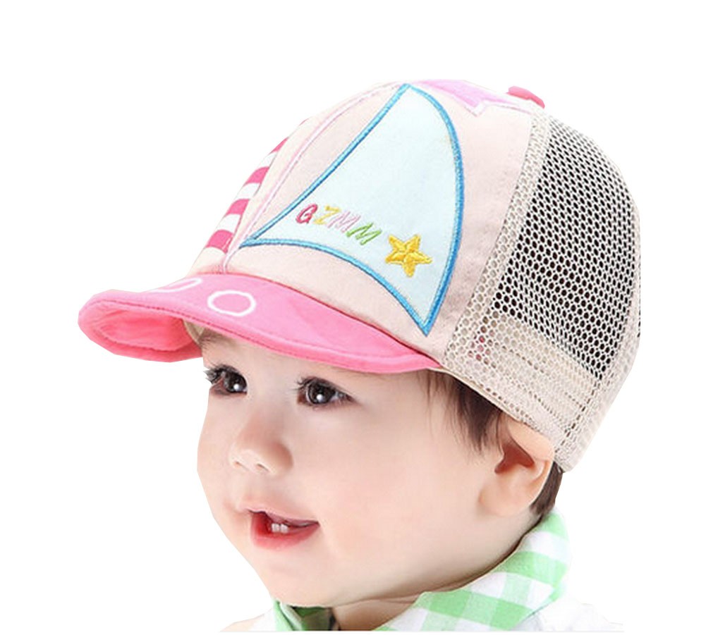 Baby Durable Summer Hat Fashion Mesh Cap Boy Girl Sun Cap Sailboat Cap Pink