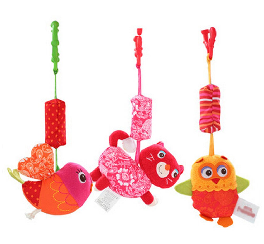 Baby Stroller Hanging Bell Toys Plush Rattles Pendant Crib Toys(Sets Of 3)