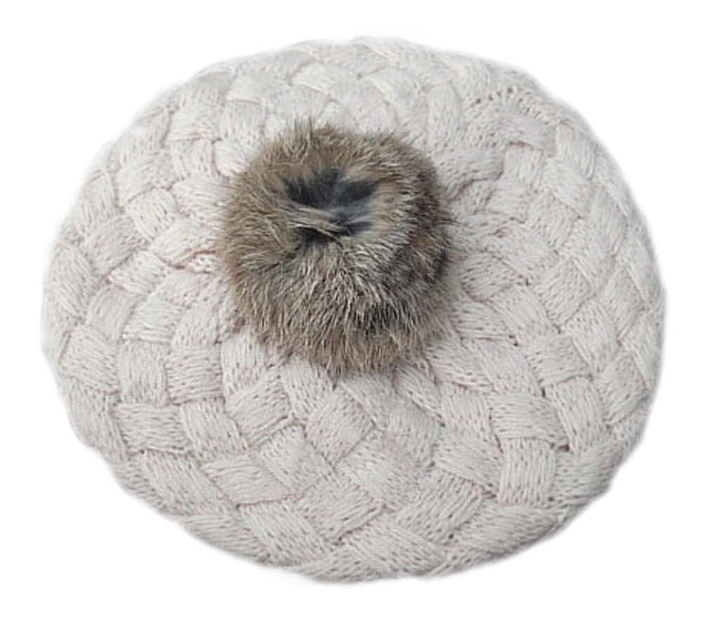 [Elegance] Soft Winter Plush Ball Hat Warm Wool Cap/Hat For 1-6 Years, Beige
