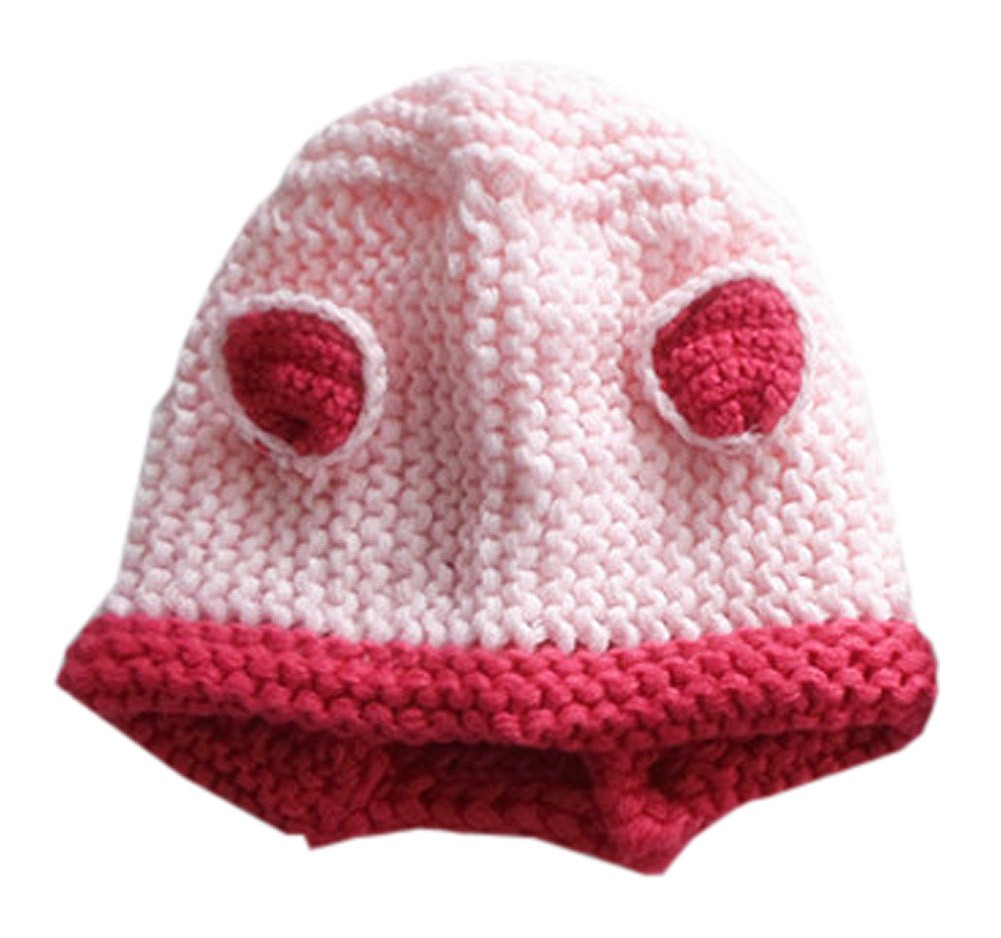 [Mouse] Soft Winter Knitted Hat Warm Wool Cap/Hat For 6-36 Months, Pink