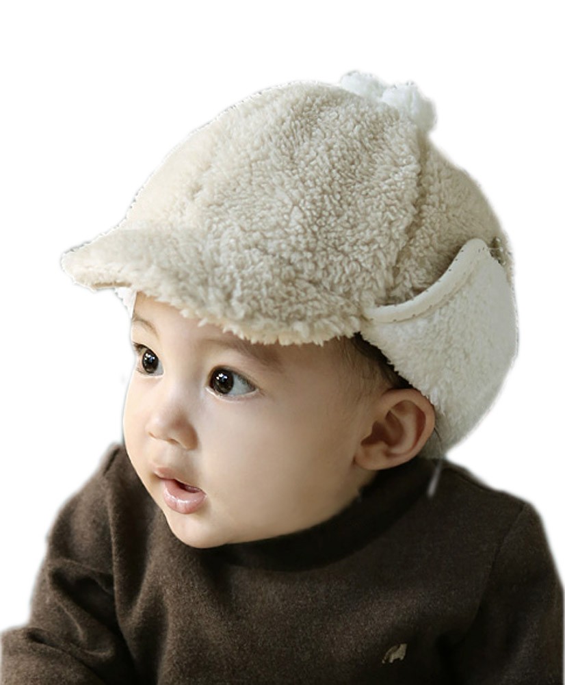 Lovely Fashion Soft Plush Winter Warm Earmuff Cap/Hat For 4-18 Months Beige