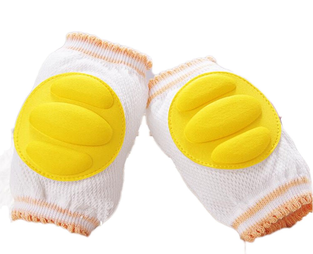 Set of 2 Cotton Mesh  Baby Leg Warmers Knee Pads/Protect-Horizontal, Yellow