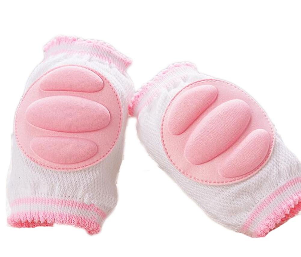 Set of 2 Cotton Mesh  Baby Leg Warmers Knee Pads/Protect-Horizontal, Pink