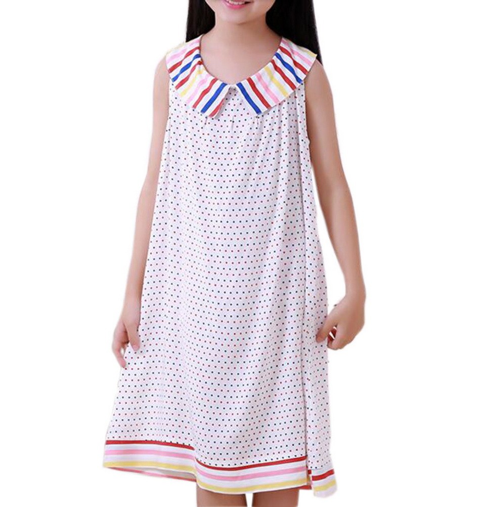 Girls Beautiful Nightgown Comfortable Summer Pajamas [Colorful Spots]