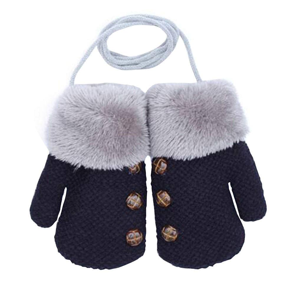 [Black]Lovely Baby Gloves Cold Winter Baby knitting Warm Gloves