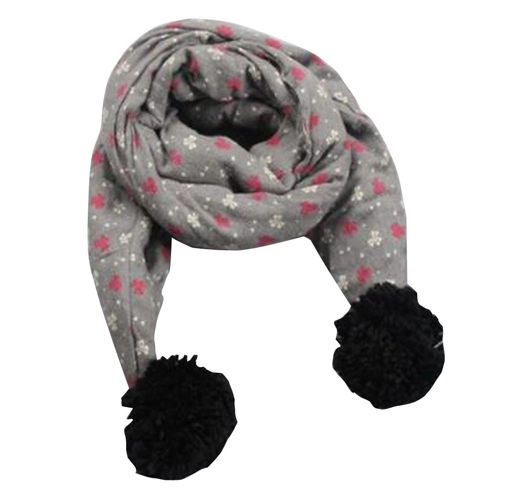 Floral Hairball Children Knitting Scarf Winter Scarf