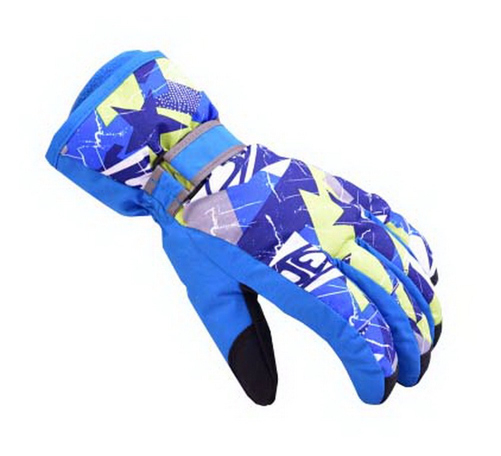 Warm Baby Gloves Waterproof Outdoor Ski Baby Hanging Mittens [Blue Gloves]