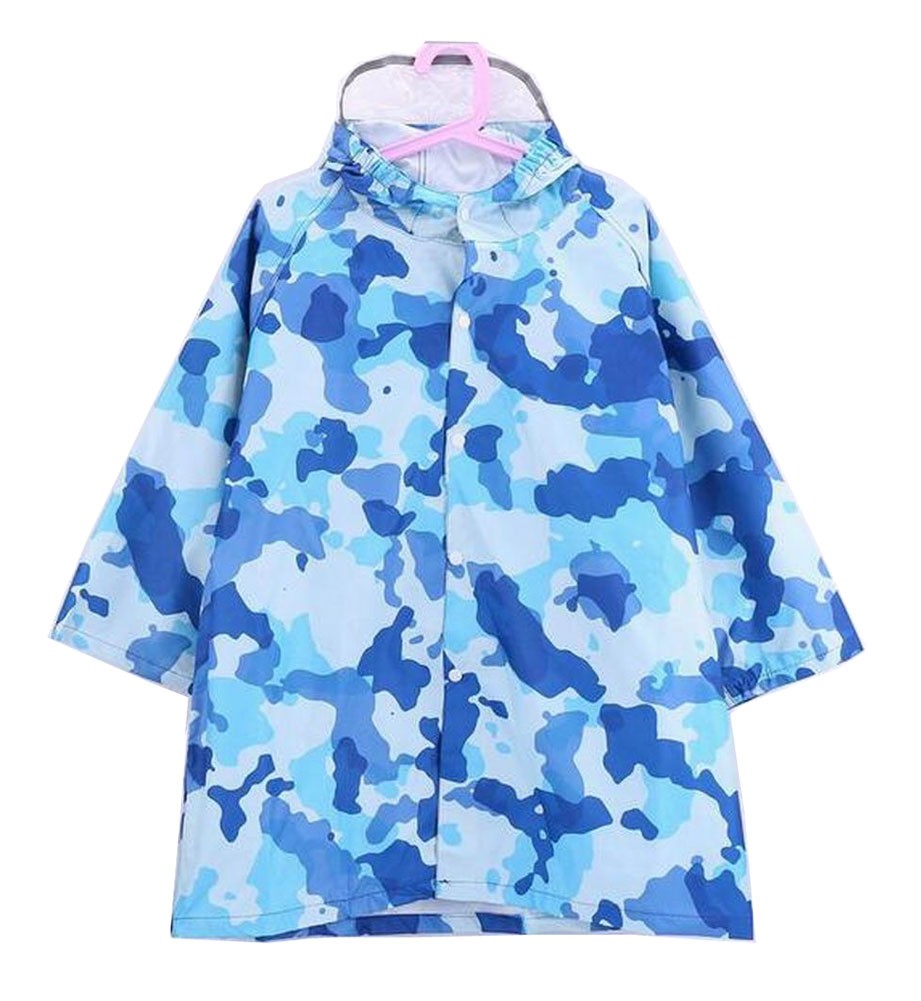 Children Raincoat Kids Rainwear Rain Jacket For Student Camouflage Blue