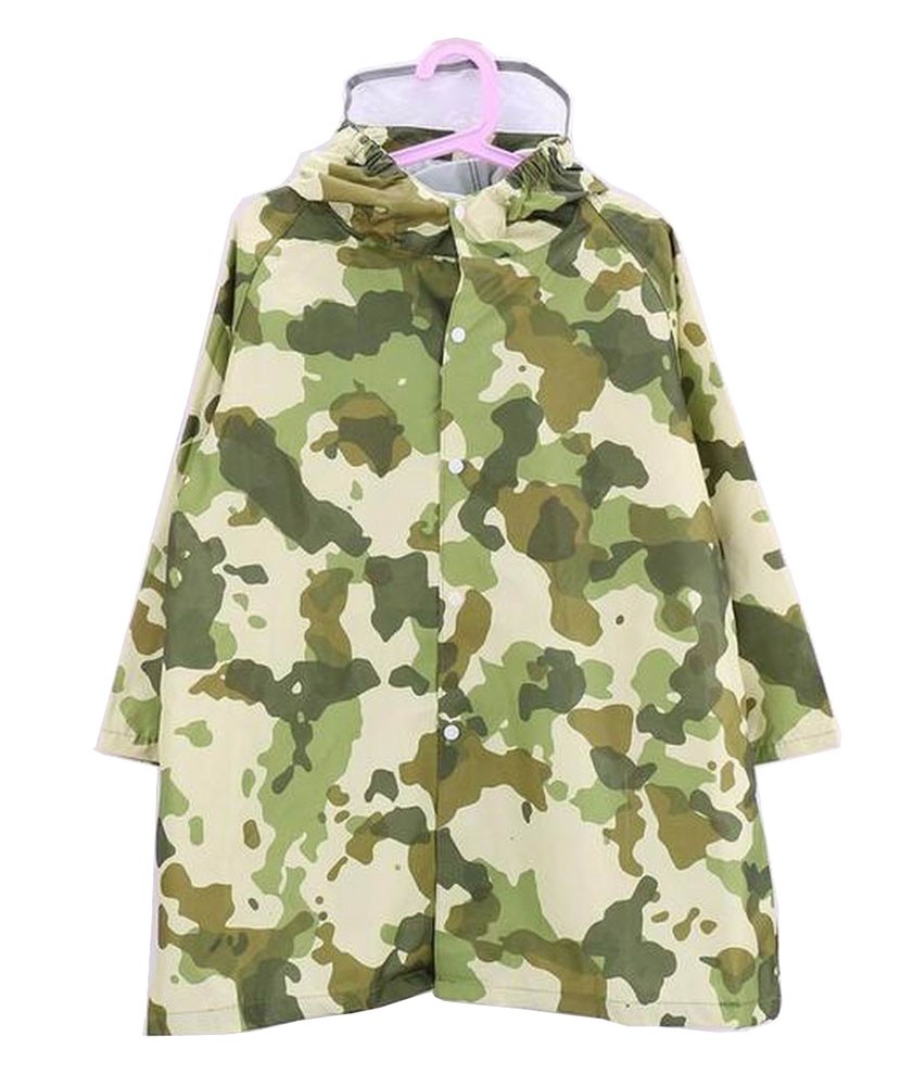 Children Raincoat Kids Rainwear Rain Jacket For Student Camouflage Green