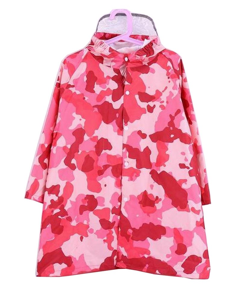 Children Raincoat Kids Rainwear Rain Jacket For Student Camouflage Red