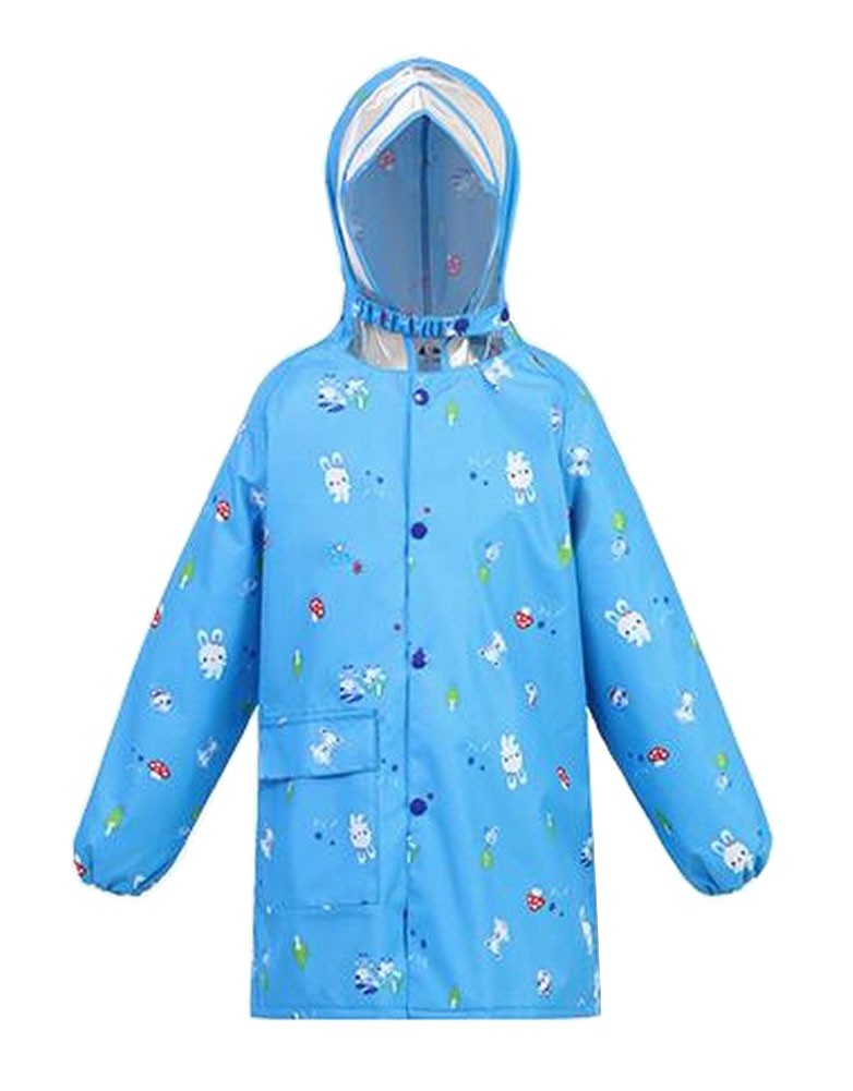 Cute Children Raincoat Kids Rainwear Rain Jacket For Student Rabbit Blue