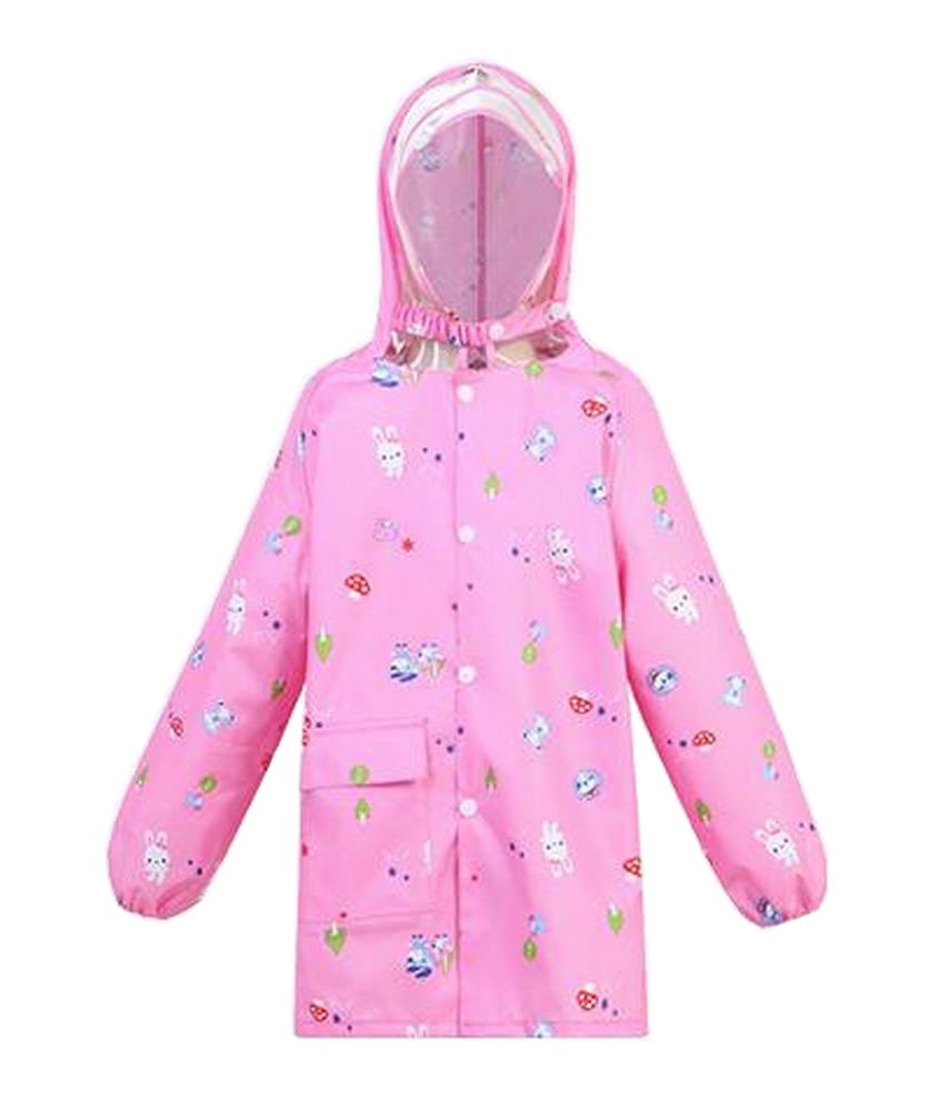 Cute Children Raincoat Kids Rainwear Rain Jacket For Student Rabbit Pink