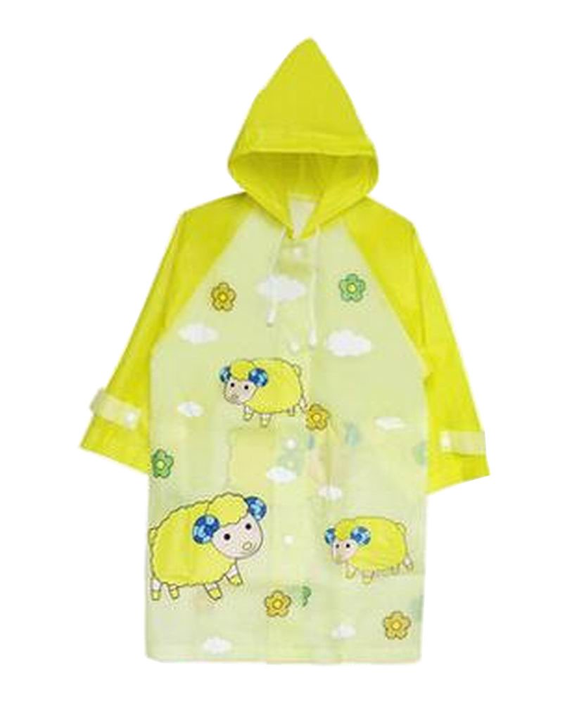 Cute Children Raincoat Kids Rainwear Student Rain Jacket Sheep Yellow