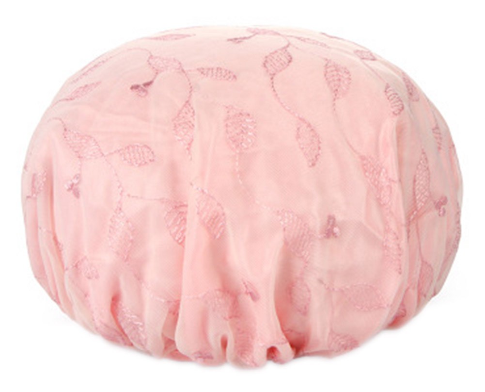 Waterproof Multifunctional Embroidery Lace Double layer Shower Cap, Style A