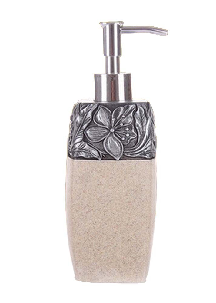 [Flower Silver] Stylish Resin Shampoo Soap Dispenser Lotion Bottle