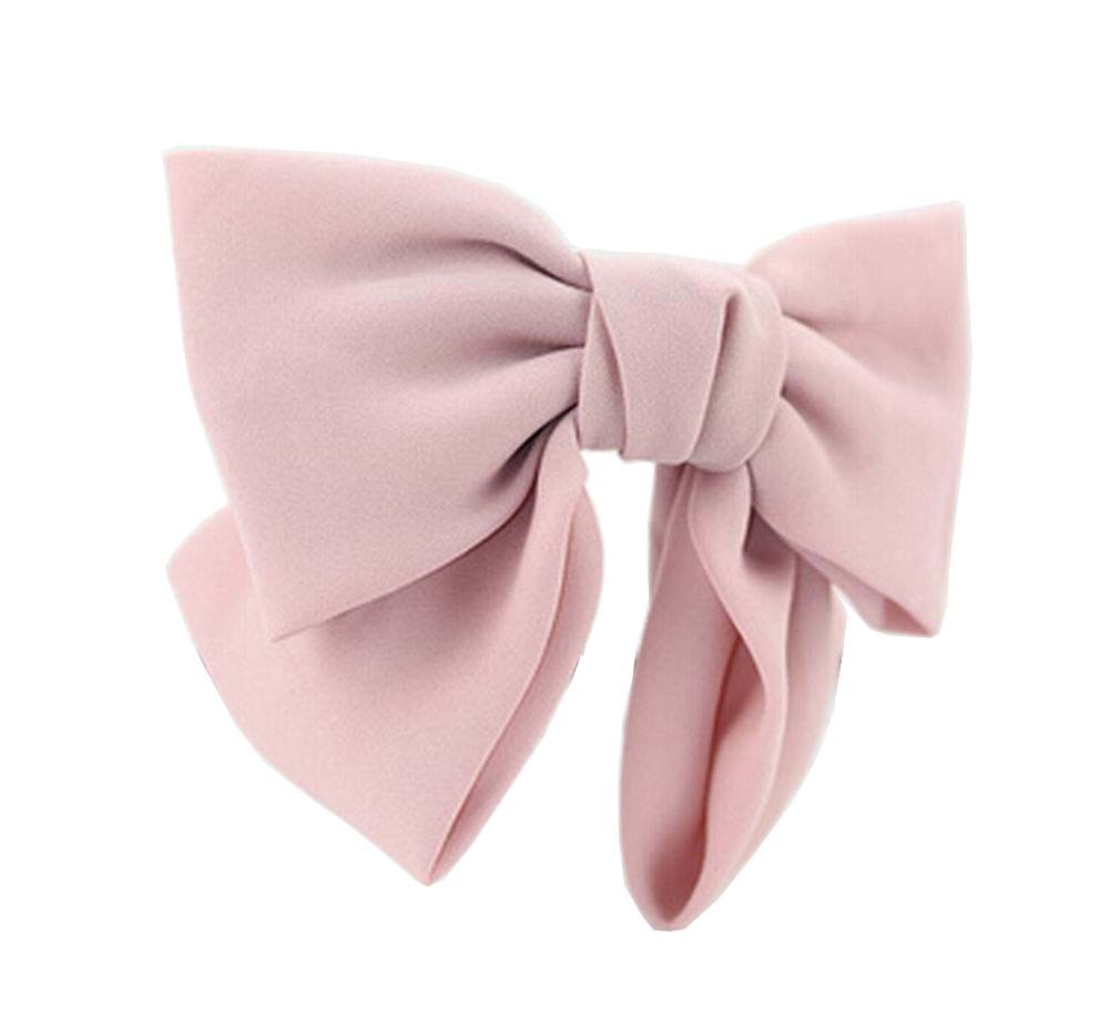 [Pink] Elegant Chiffon Bow Hair Barrette Ponytail Hair Clip