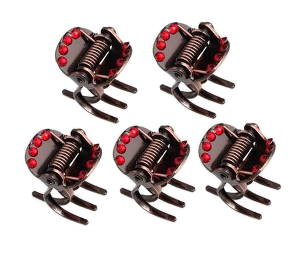 Set of 5 Bronze Mini Claw Clips Elegant Hair Claw Hair Clips Red