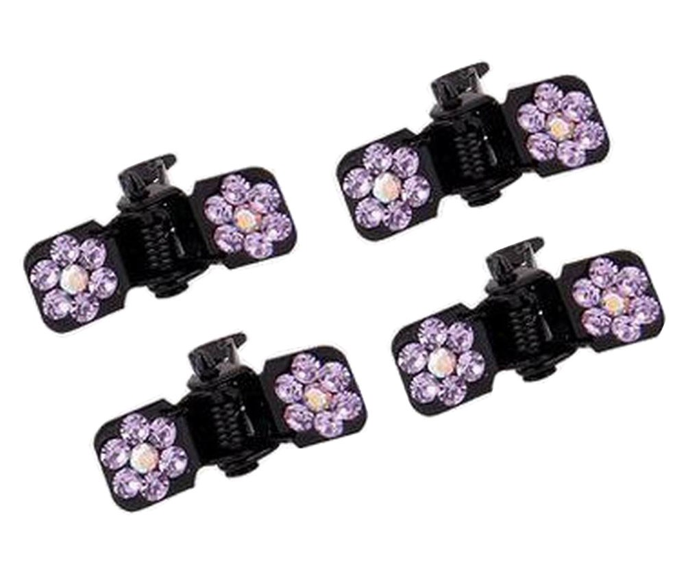 Set of 4 Mini Rhinestones Claw Clips Lovely Hair Claw Hair Clips Purple